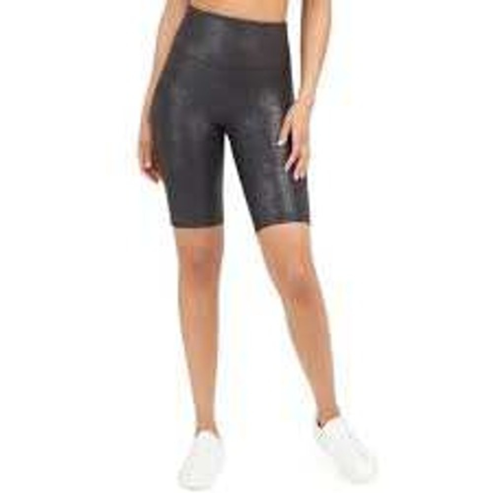Spanx Faux Leather Bike Shorts Black High‎ Waisted Activewear Womens Size Medium